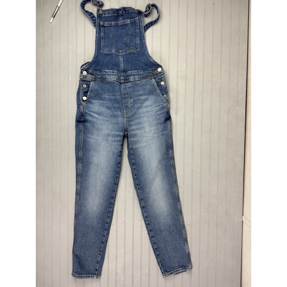 Old Navy Size 4 Womens Overalls Denim Jean Med Wash Stretch Skinny Ankle - Picture 1 of 3